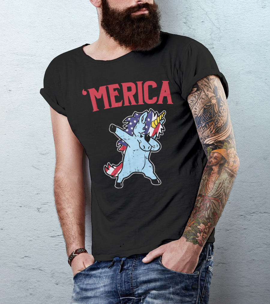 'Merica Unicorn Dabbing Americorn U T-Shirt