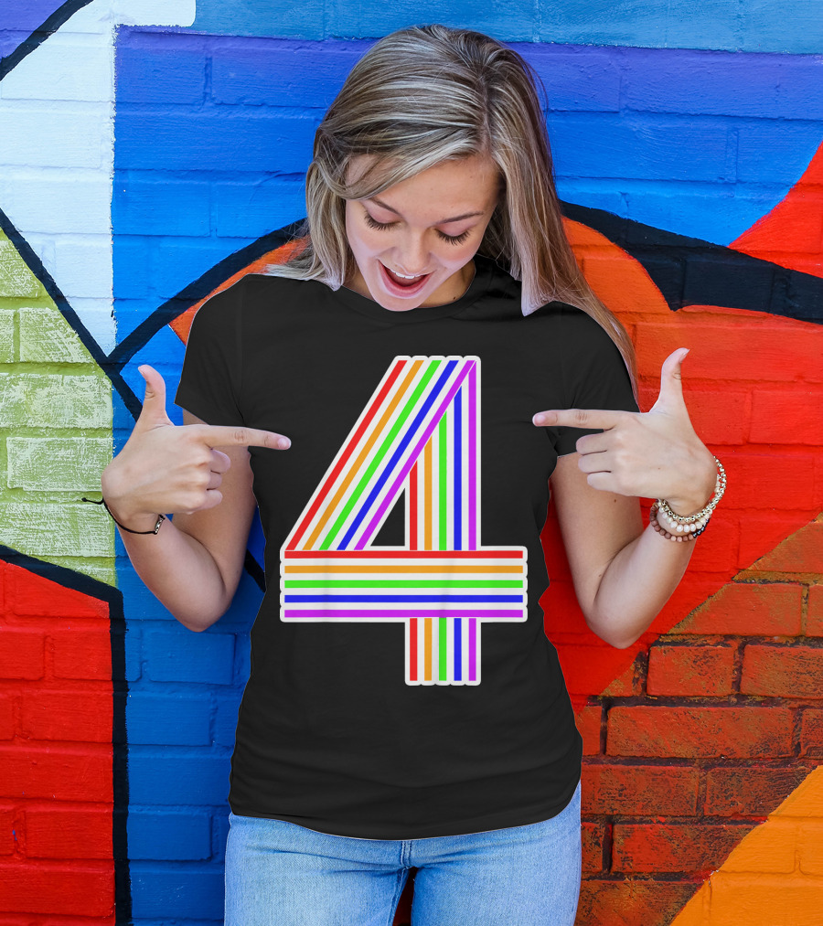 Kids Happy Family Clothing Rainbow Number 4 T-Shirt