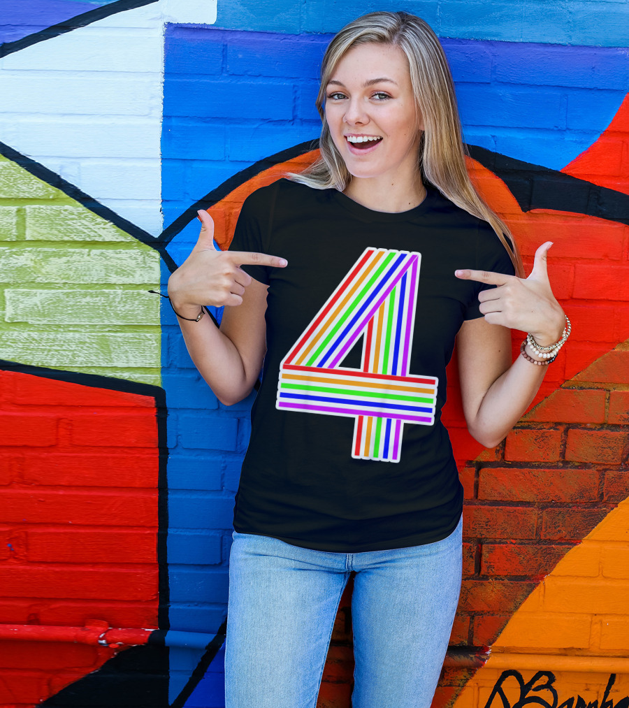 Kids Happy Family Clothing Rainbow Number 4 T-Shirt