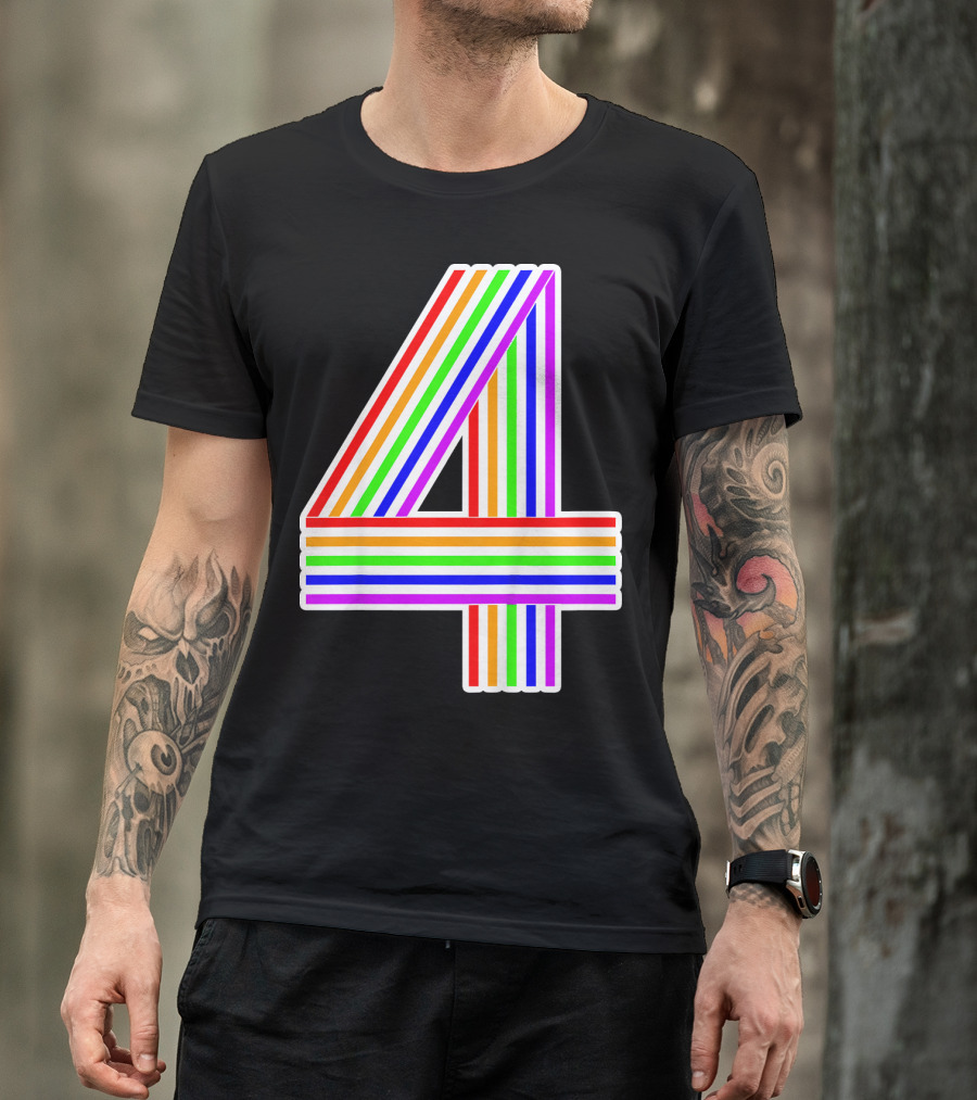 Kids Happy Family Clothing Rainbow Number 4 T-Shirt