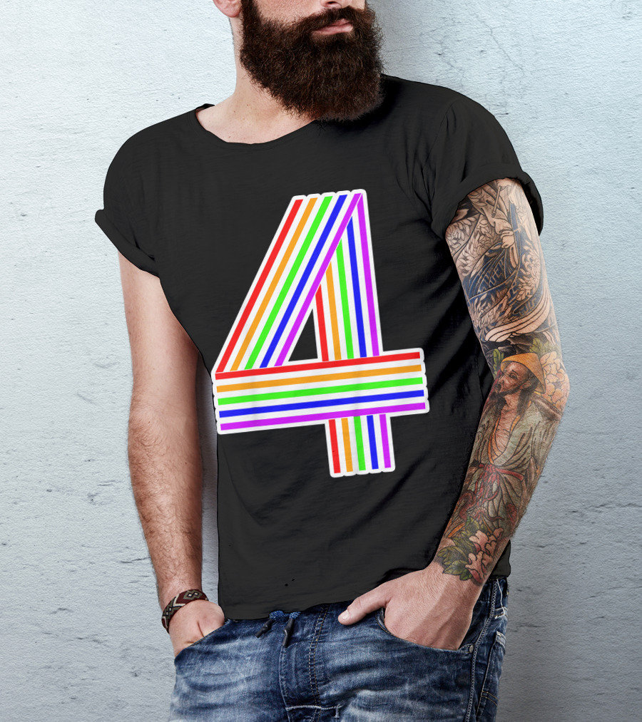 Kids Happy Family Clothing Rainbow Number 4 T-Shirt