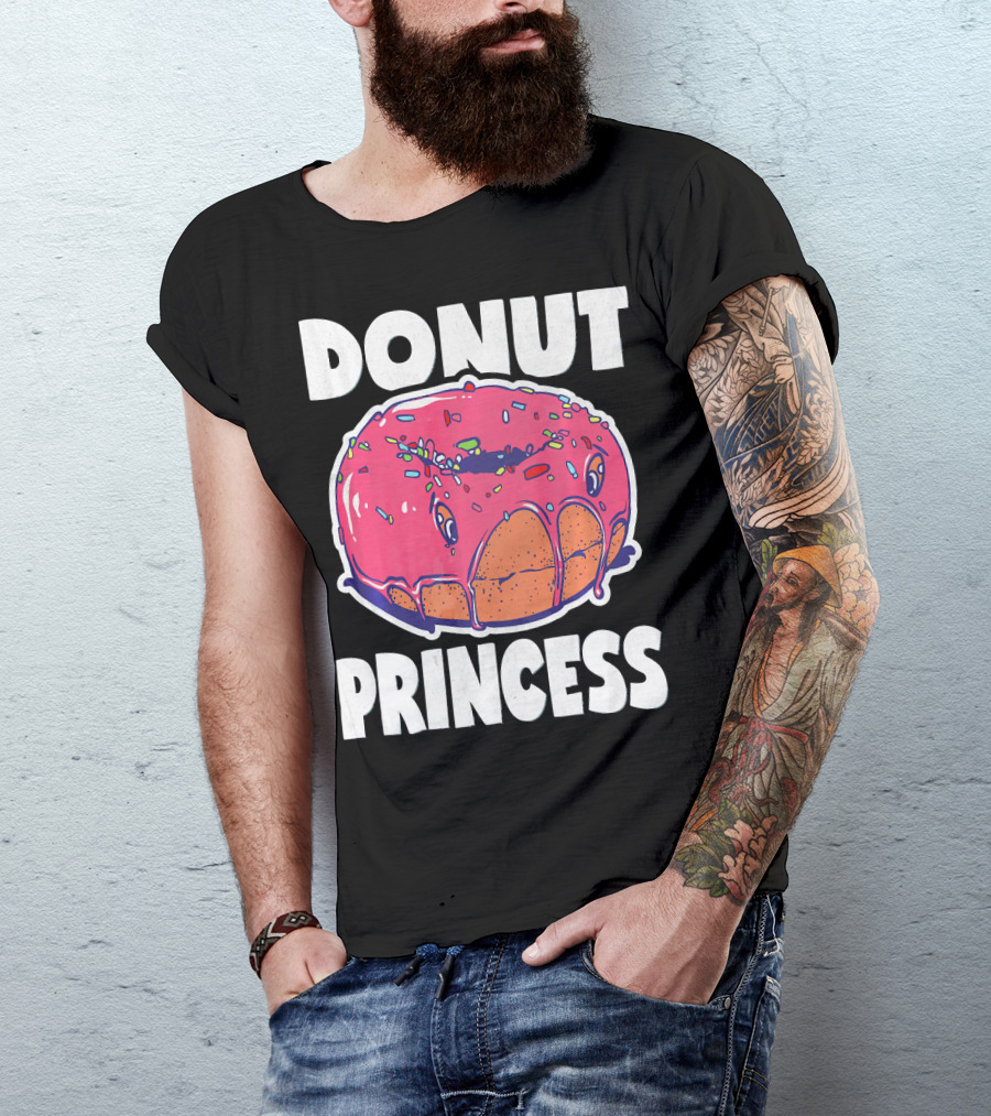 Donut Princess Vintage Baked Fried Cake Pink Sprinkles Fun T-Shirt