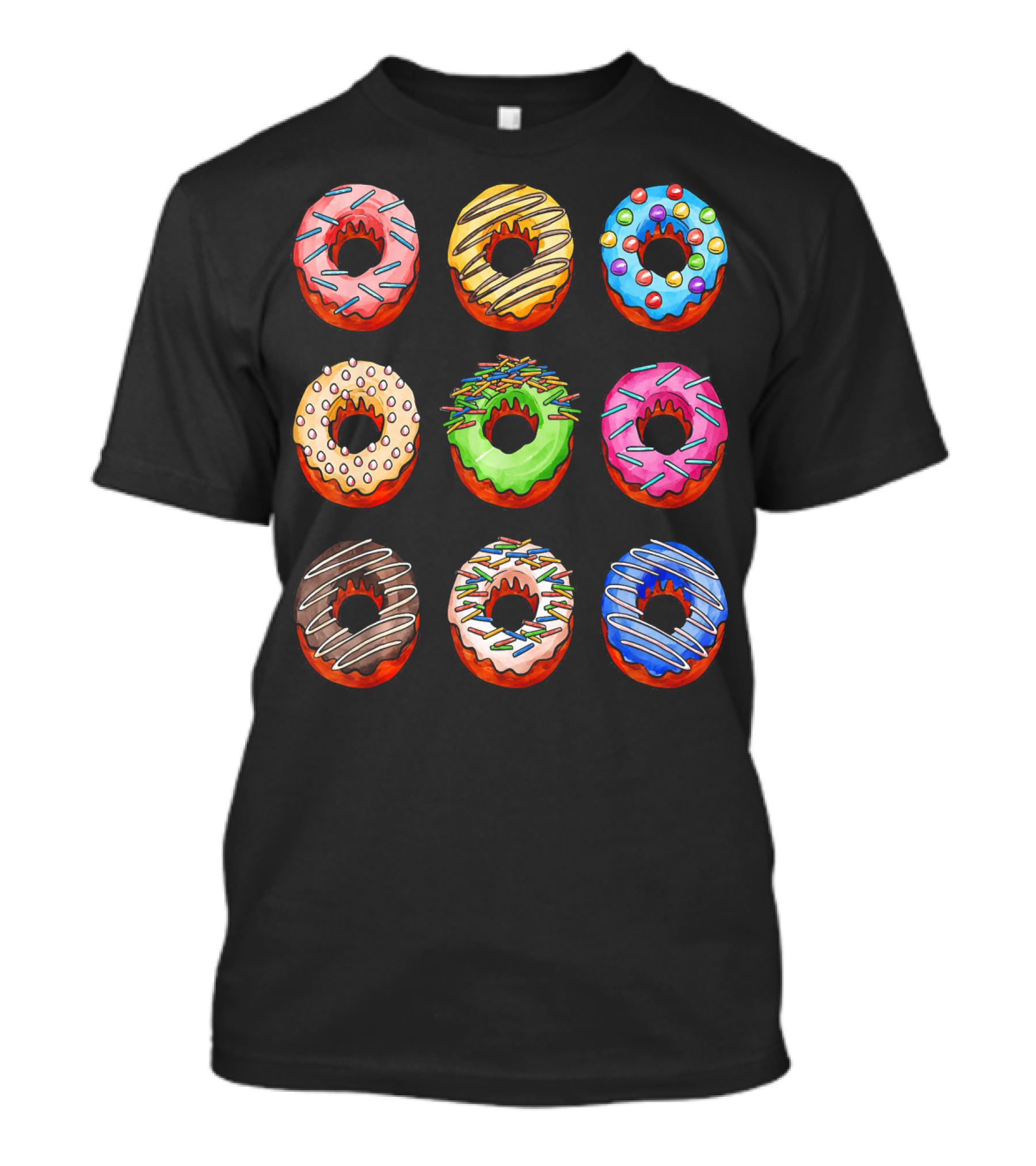 Funny Tasty Big Pack Donuts Bakery Multicolor Desserts T-Shirt