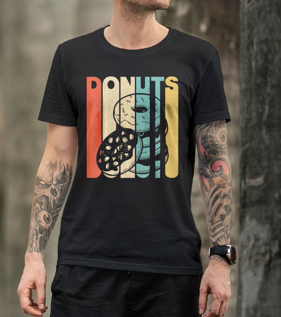 Vintage Retro Donuts Striped T-Shirt