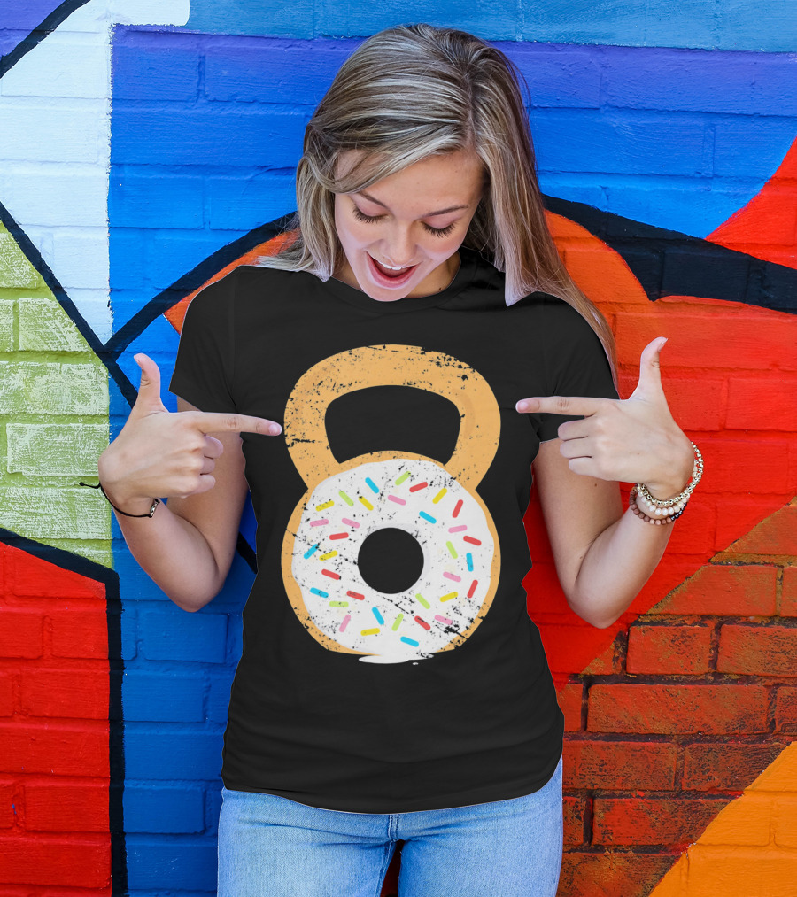 Kettlebell Doughnut With Sprinkles Fitness Humor T-Shirt