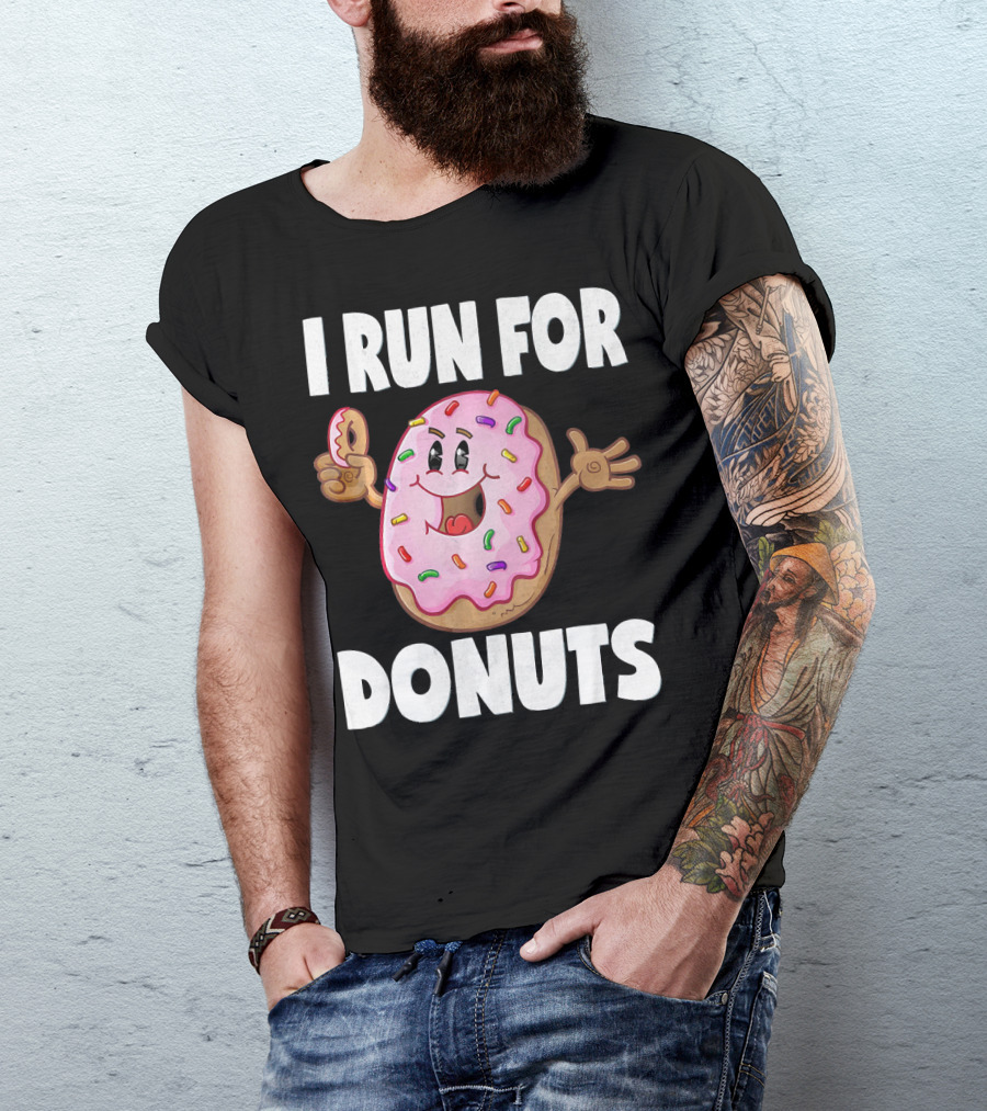 I Run For Donuts Funny Vintage Sprinkled Donut Run T-Shirt