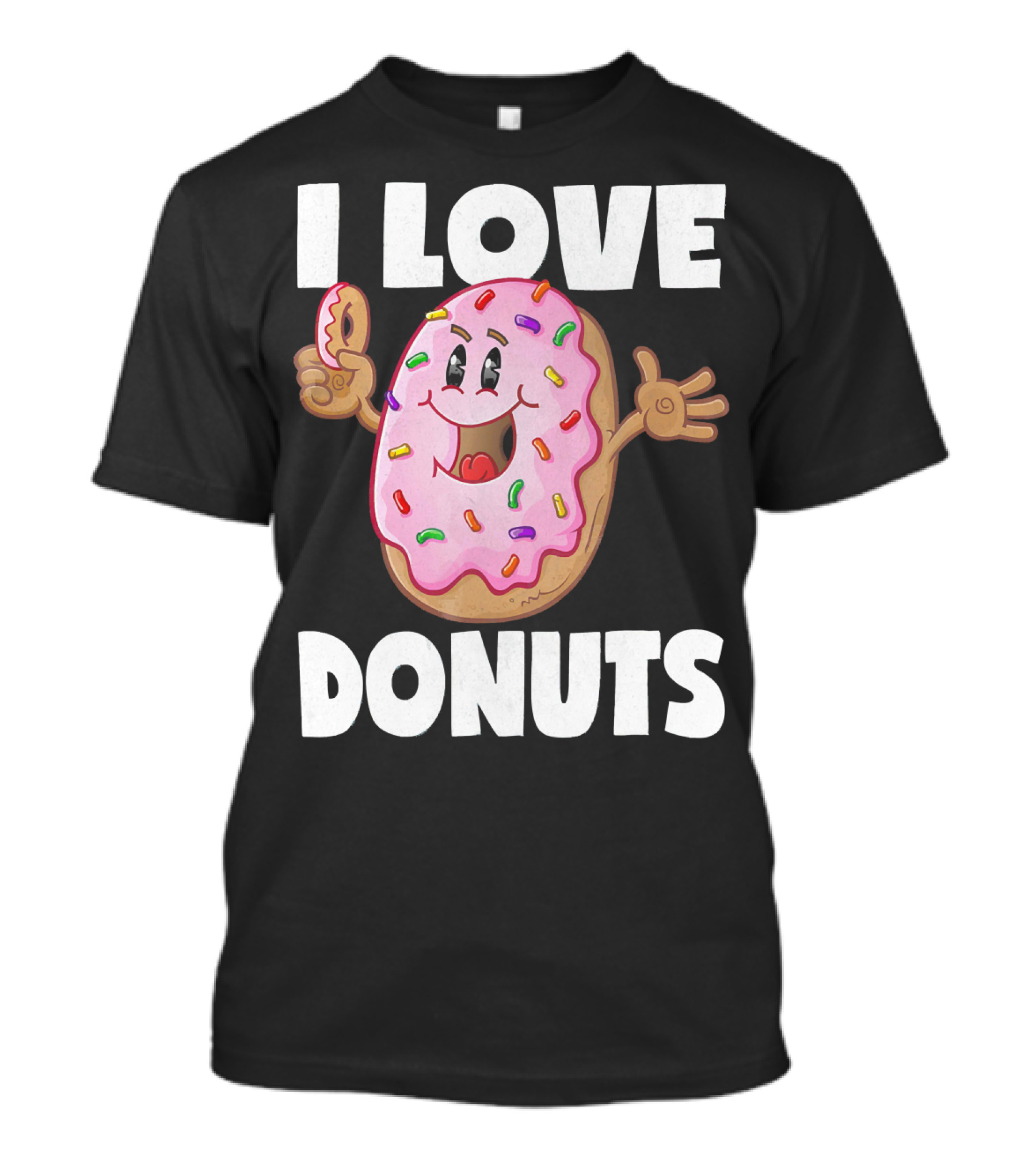 I Love Donuts Funny Vintage Baked Fried Pink Frosted Sprinkles T-Shirt