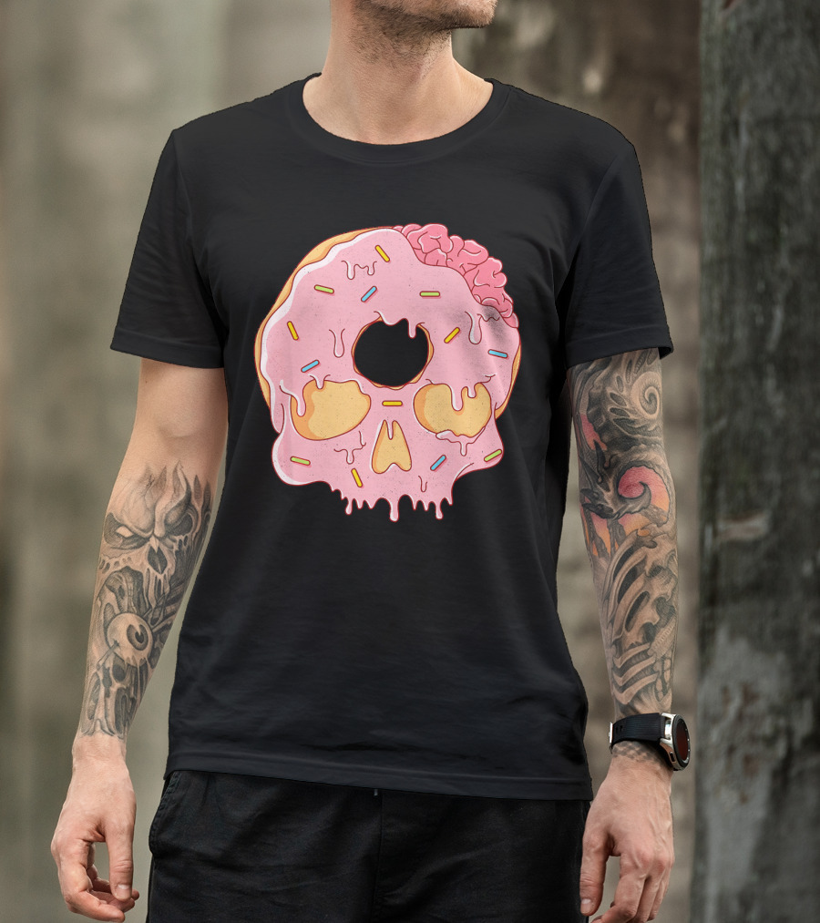 Donut Skull With Sprinkles And Brain Drip T-Shirt