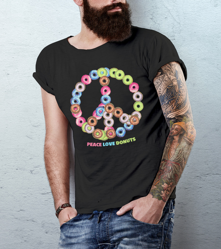 Peace Love Donuts For Bakers Pastry Doughnut Peace Sign T-Shirt