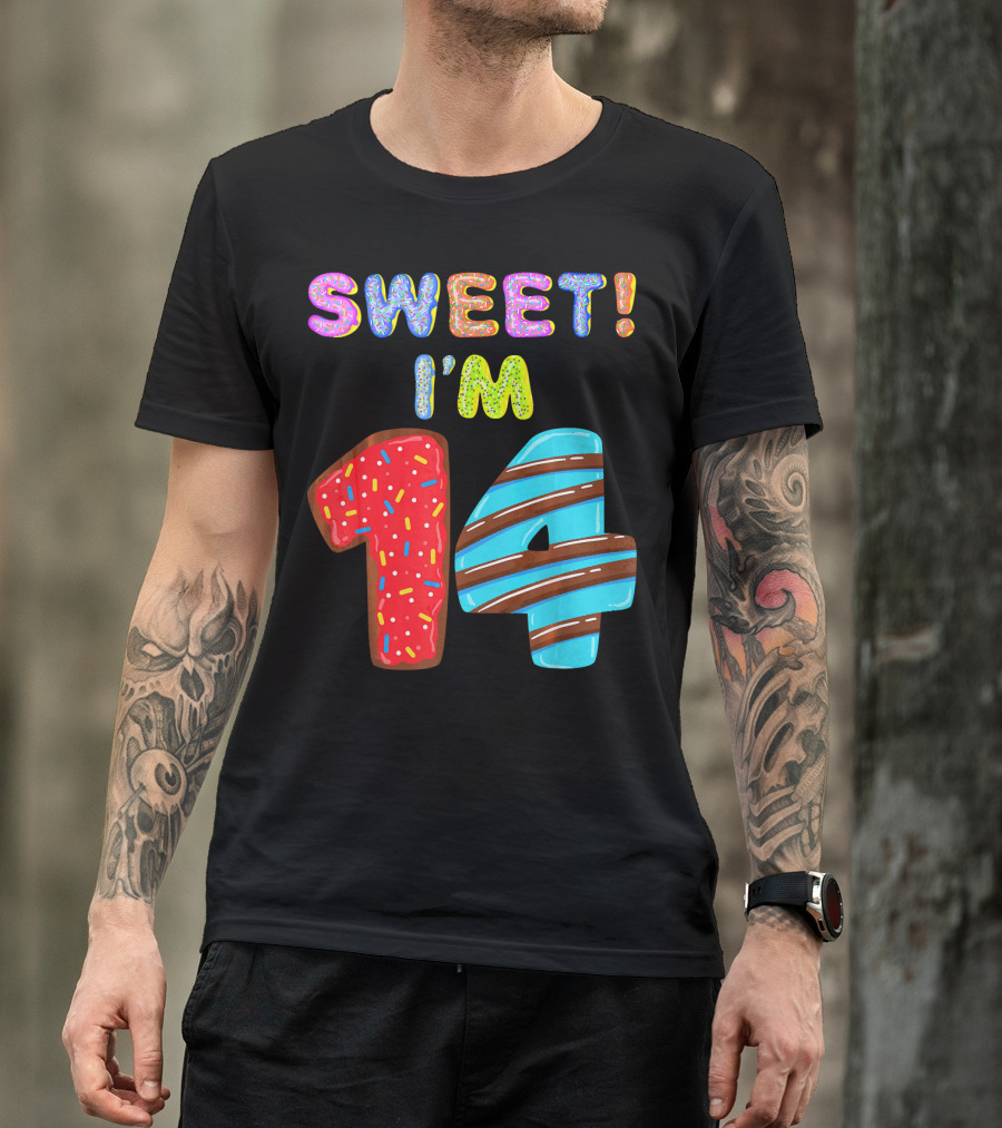 Sweet I'm 14 Birthday Donut Sprinkles Fun T-Shirt