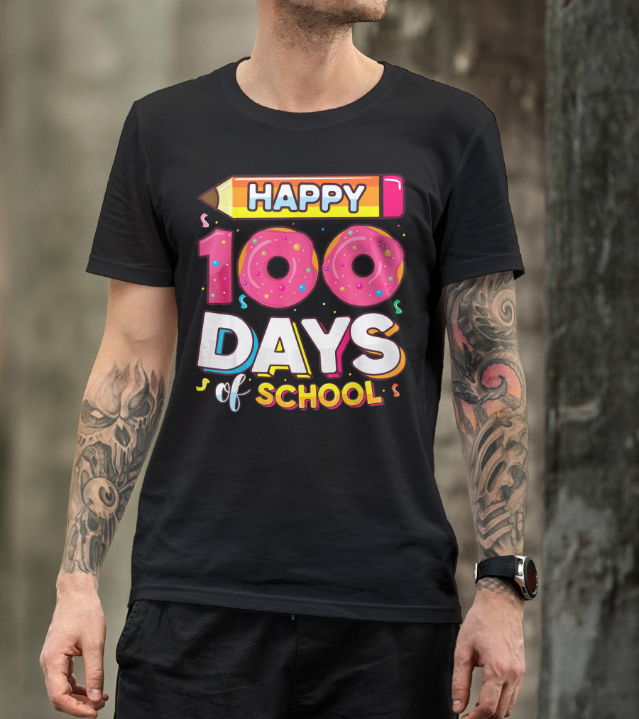 Happy 100 Days Of School Funny Donut T-Shirt