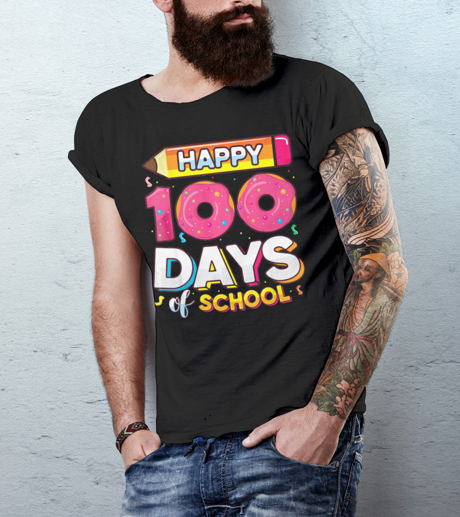 Happy 100 Days Of School Funny Donut T-Shirt