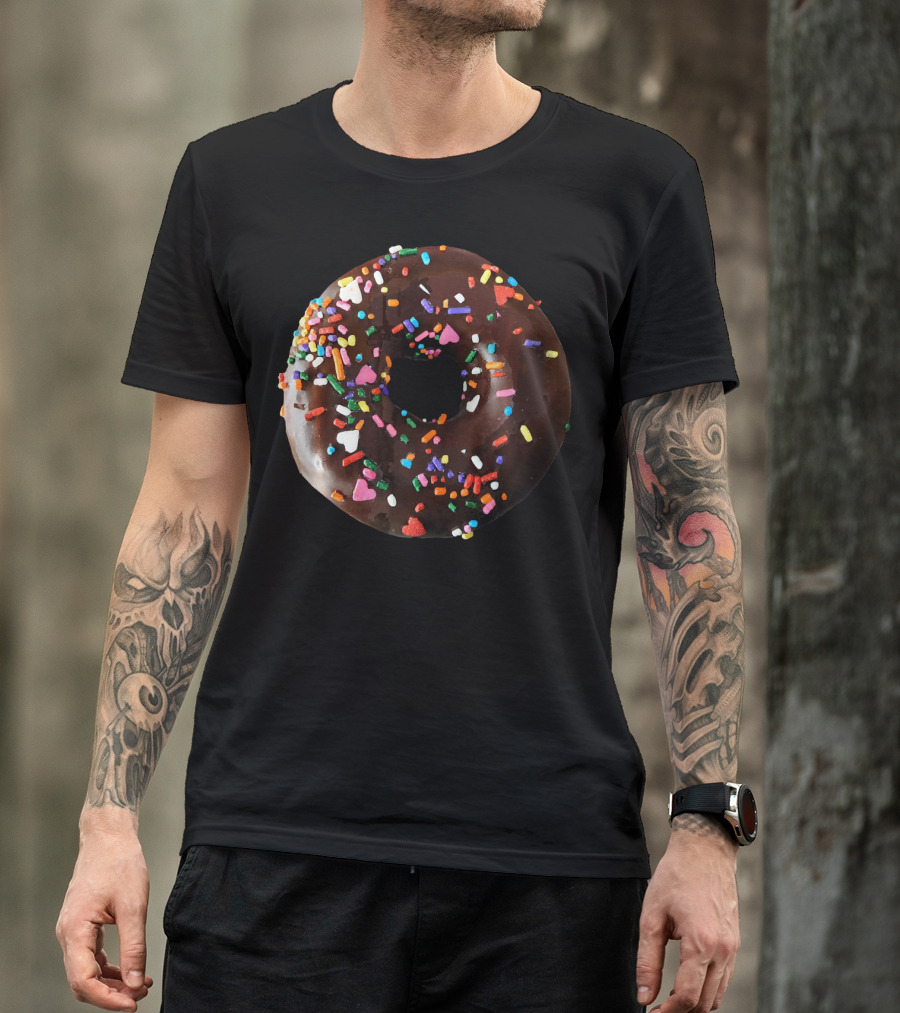 Chocolate Donut Sprinkles Cool Matching Couple Fun T-Shirt
