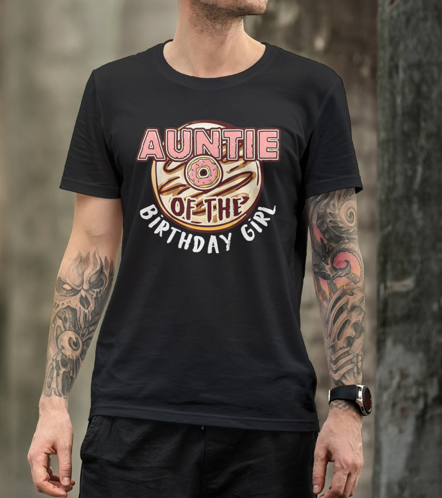 Auntie Of The Birthday Girl Donut Circular T-Shirt