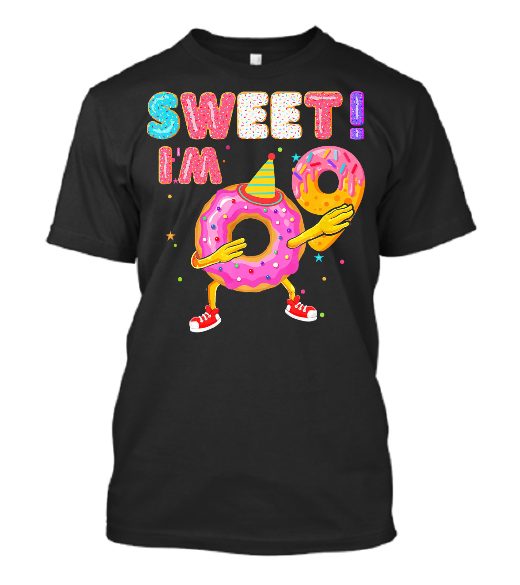 Sweet I'm 9 Years Old Birthday Donut With Sprinkles And Party Hat T-Shirt