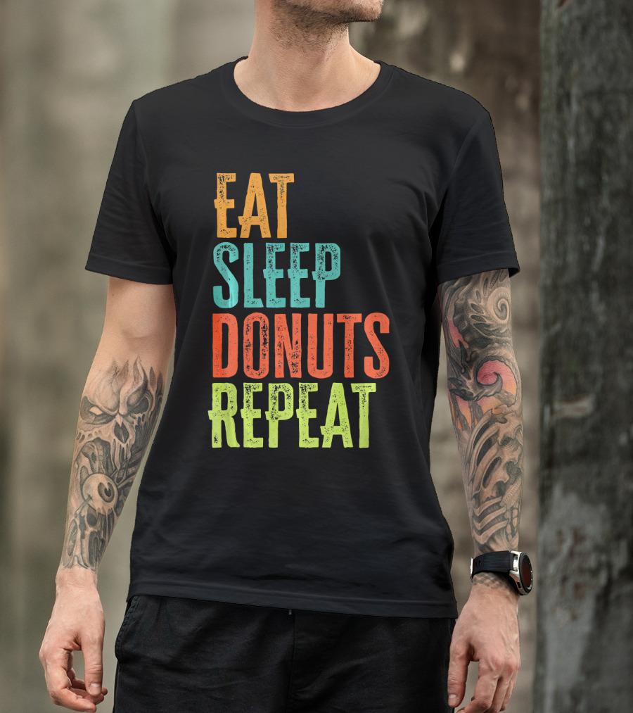 Eat Sleep Donuts Repeat Retro Coffee Dou T-Shirt