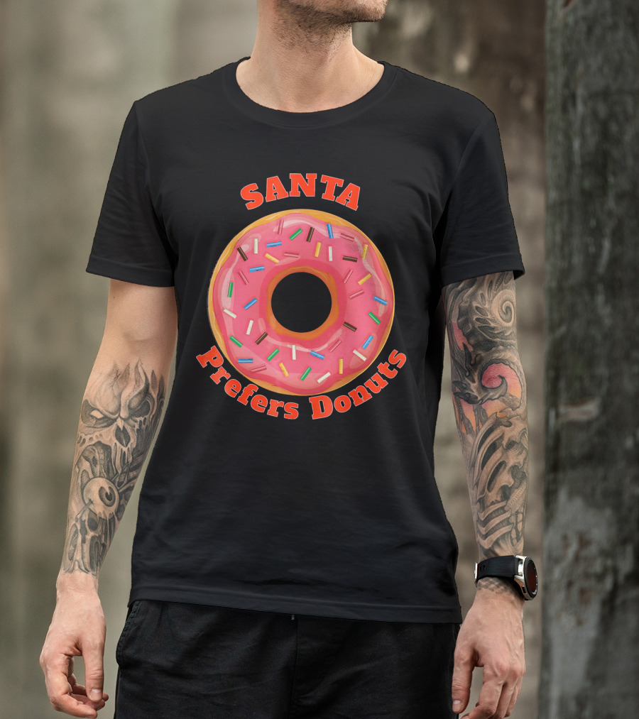 Santa Prefers Donuts Pink Sprinkled Delight T-Shirt
