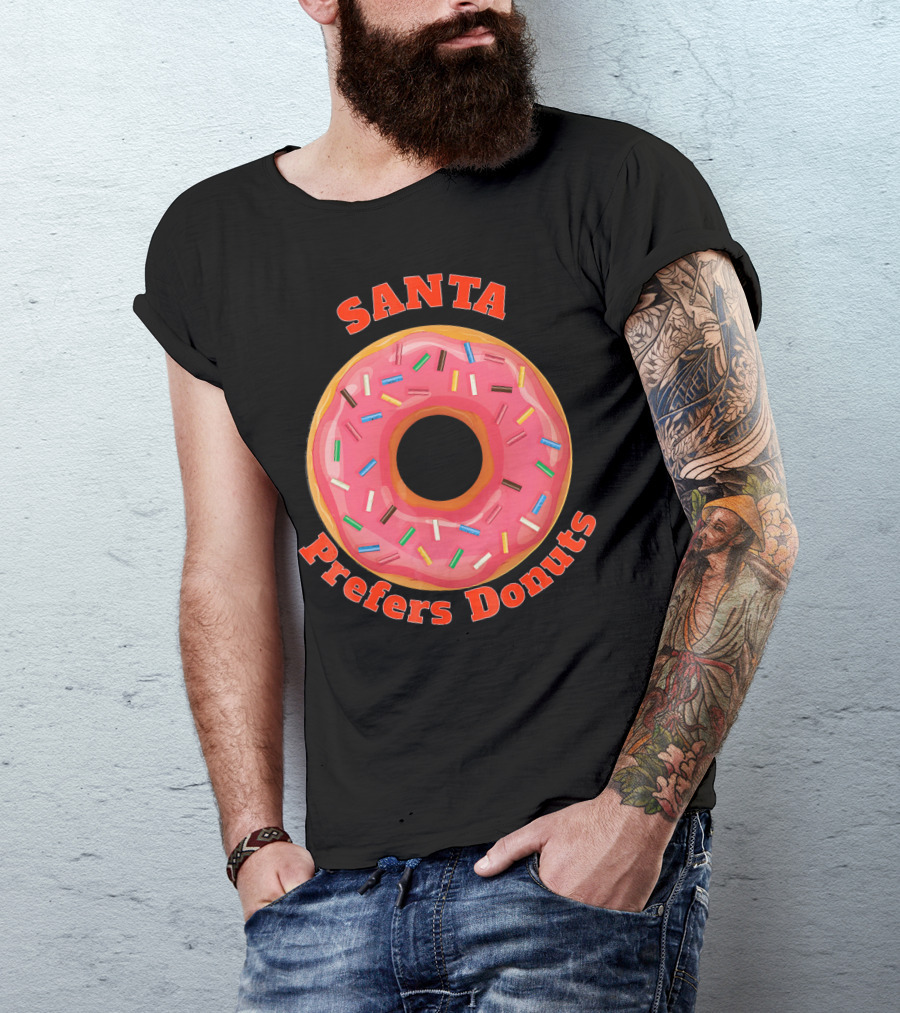Santa Prefers Donuts Pink Sprinkled Delight T-Shirt
