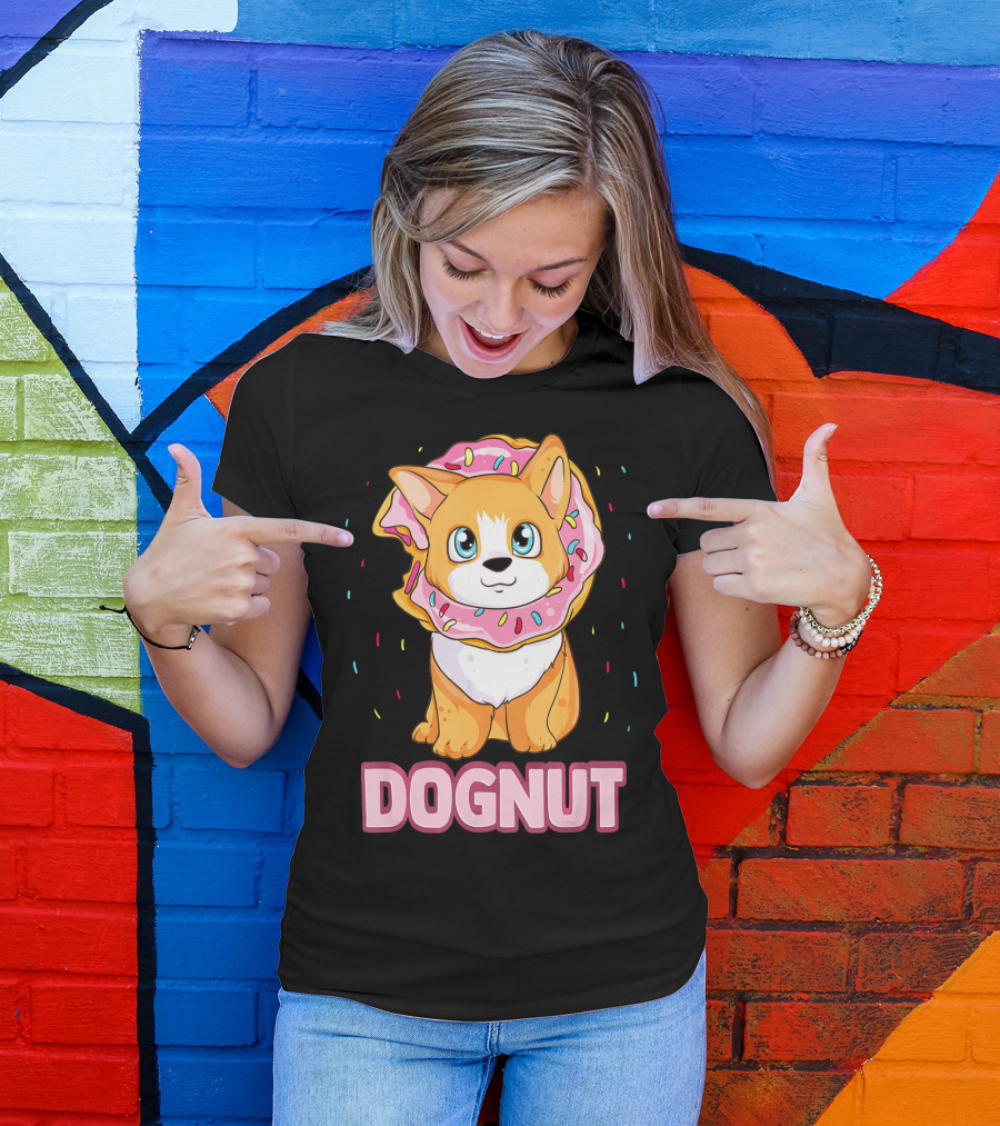 Dognut Cute Funny Dog Donut Pun Adorab With Sprinkles T-Shirt
