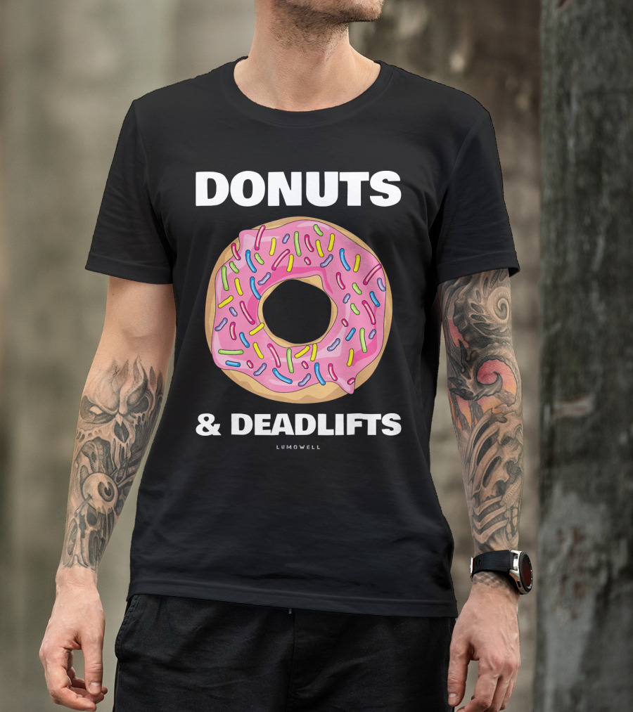 DONUTS And DEADLIFTS Funny Gym Lumowell T-Shirt