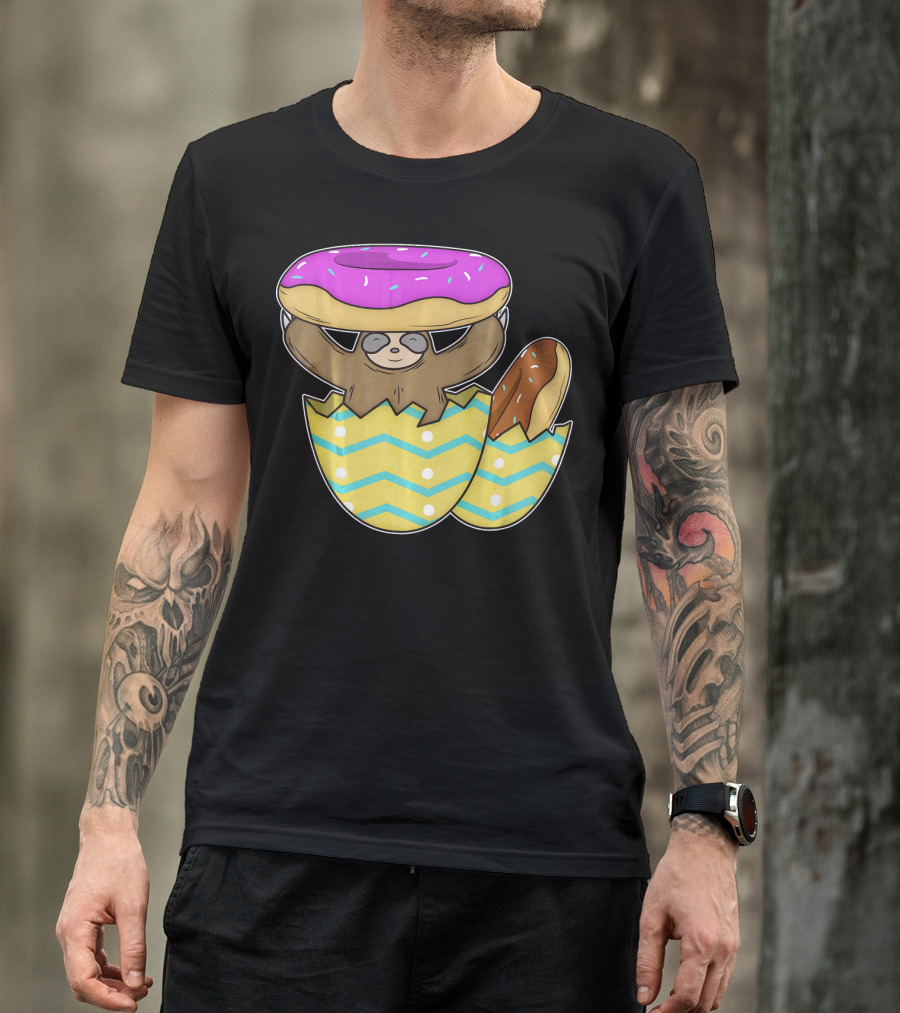 Sloth Easter Egg With Donut Hat T-Shirt