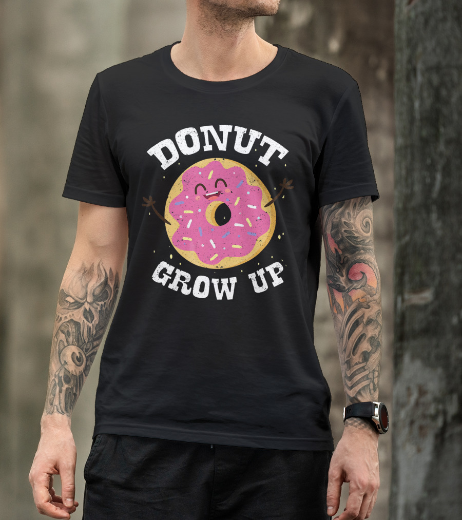 Donut Grow Up Cute Pink Frosted Dessert Foodie T-Shirt