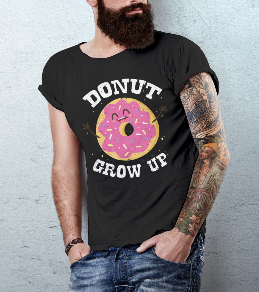 Donut Grow Up Cute Pink Frosted Dessert Foodie T-Shirt