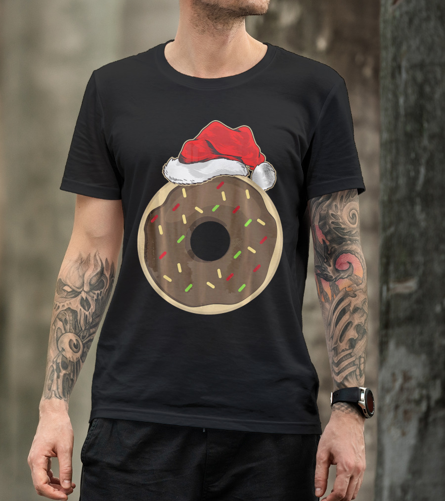 Santa Hat Donut Lover Christmas Treat T-Shirt