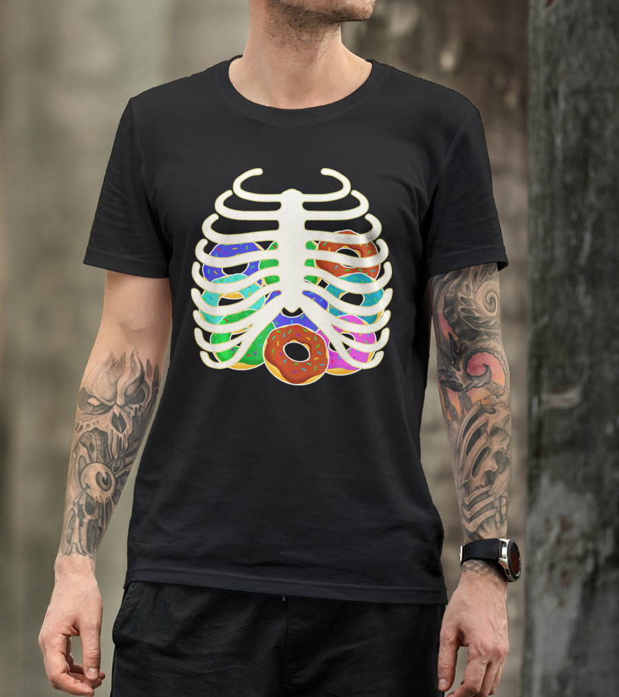 Halloween Food Costume Rib Cage Skeleton Donuts T-Shirt
