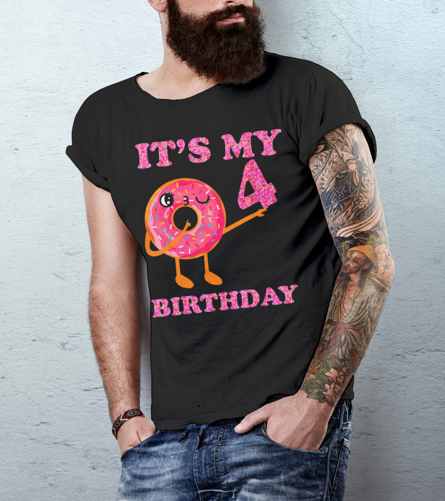 It's My 4 Birthday Fun Kids Sweet Donut T-Shirt
