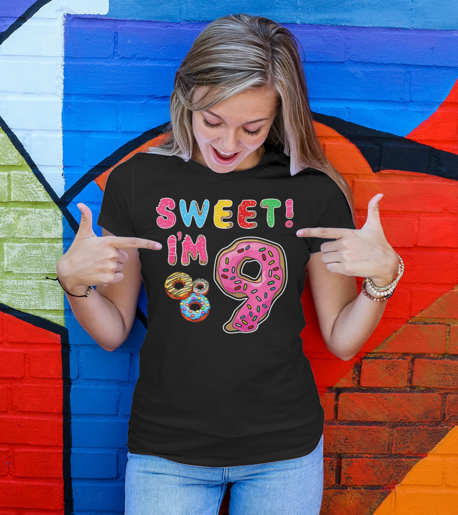 Sweet I'm 9 With Colorful Donuts T-Shirt