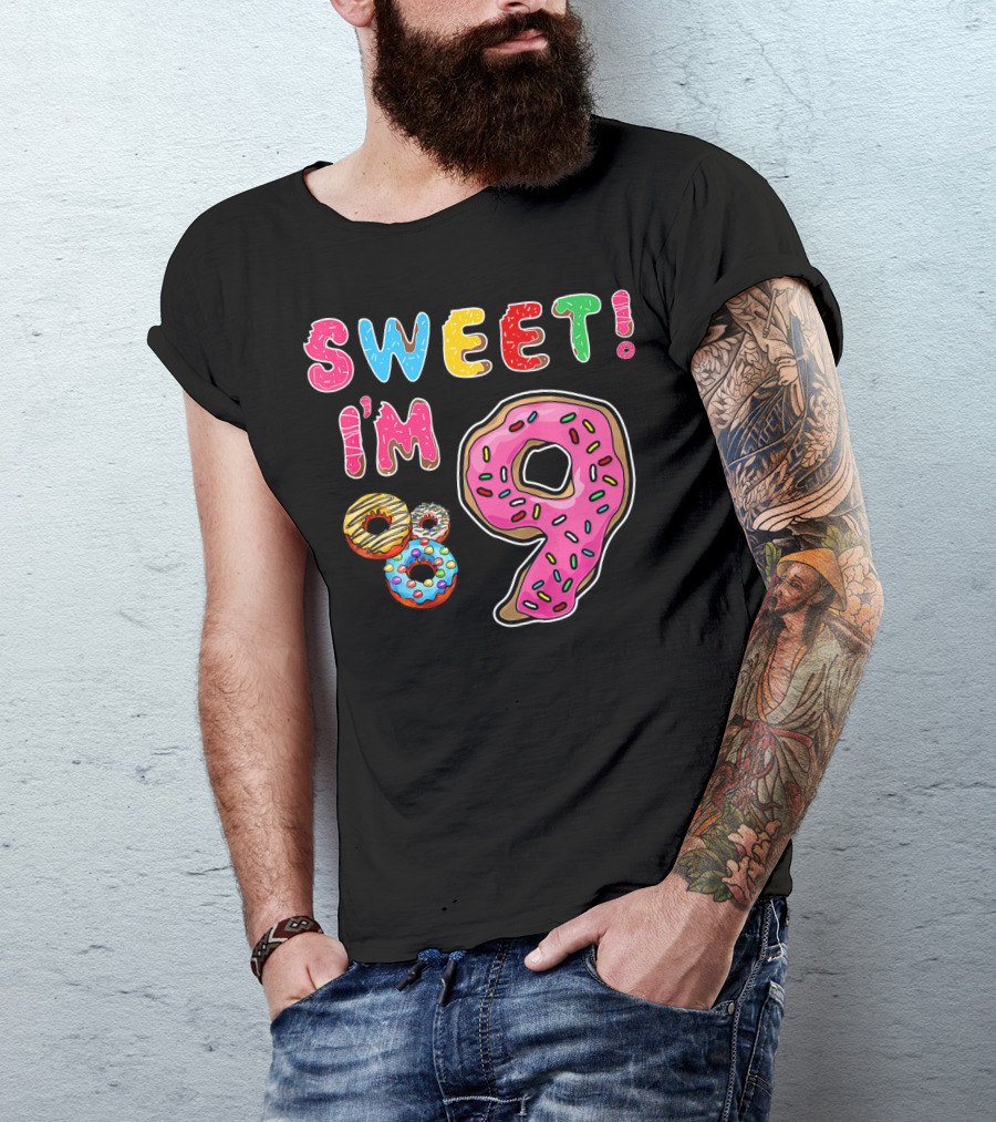 Sweet I'm 9 With Colorful Donuts T-Shirt