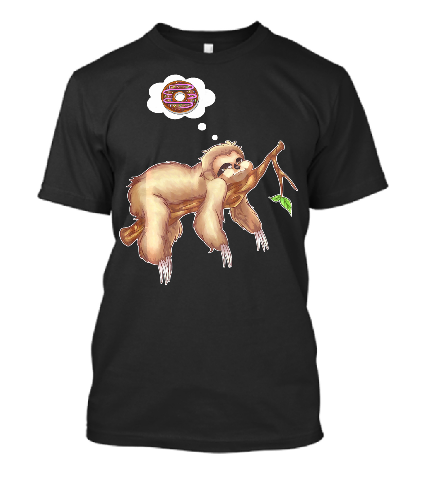 Lazy Sloth Dreaming Of Chocolate Donuts Sleepy Humor T-Shirt