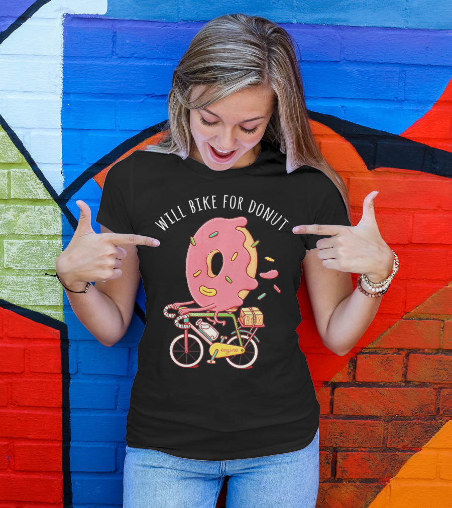 Will Bike For Donut Bicycle Cycle Cyclis Engine Box T-Shirt