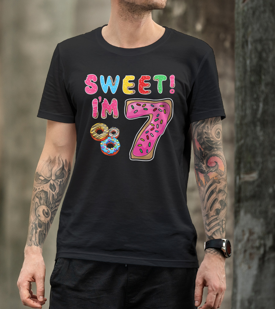 Sweet I'm 7 Donut Birthday T-Shirt