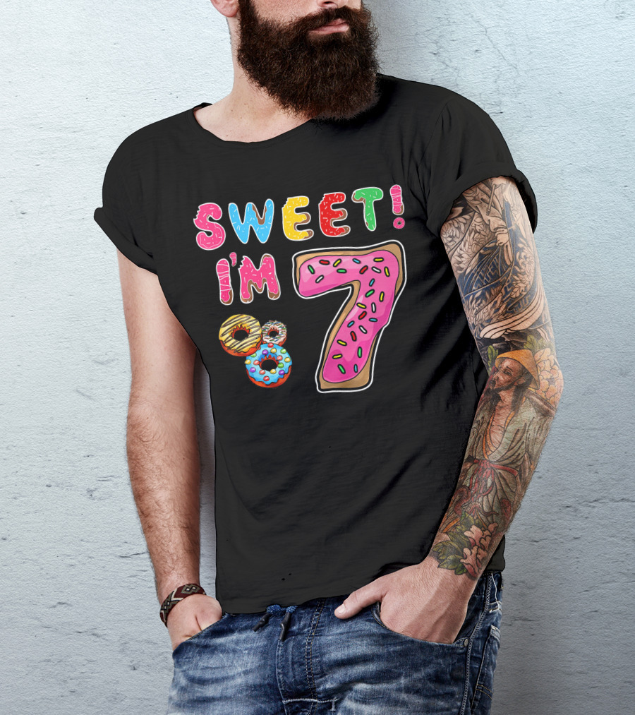 Sweet I'm 7 Donut Birthday T-Shirt