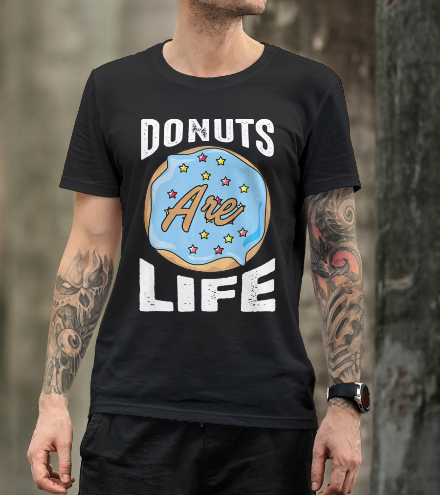 Donuts Are Life Blue Frosted Donut With Stars T-Shirt