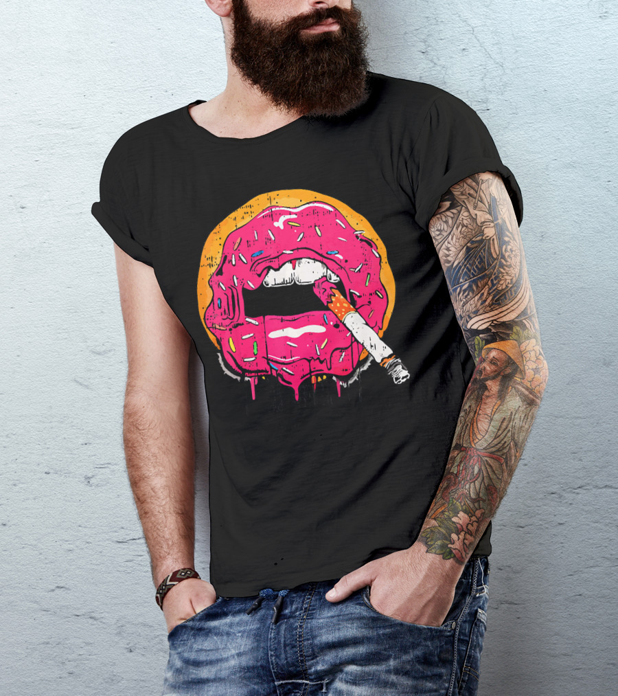 Donut Lips Cigarette Cool Sweet Doughnut T-Shirt