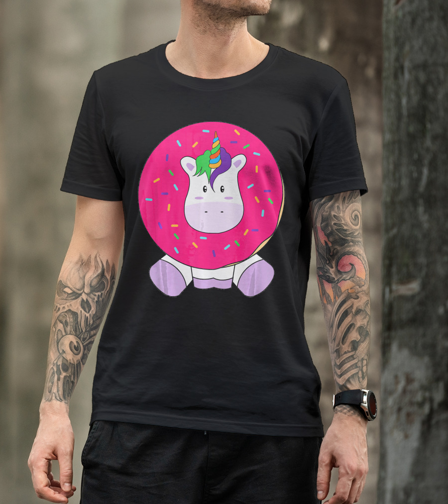 Kawaii Unicorn Donut With Sprinkles Cute Girly T-Shirt
