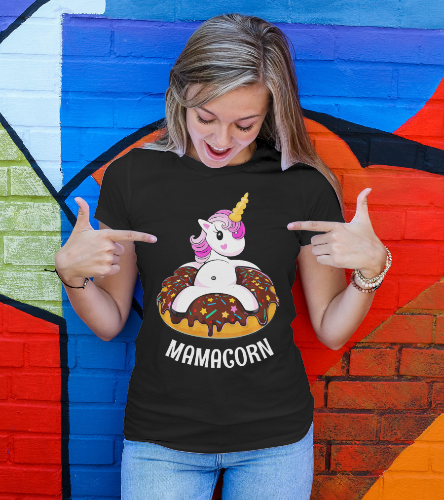 Mamacorn Unicorn Donut With Sprinkles And Stars T-Shirt