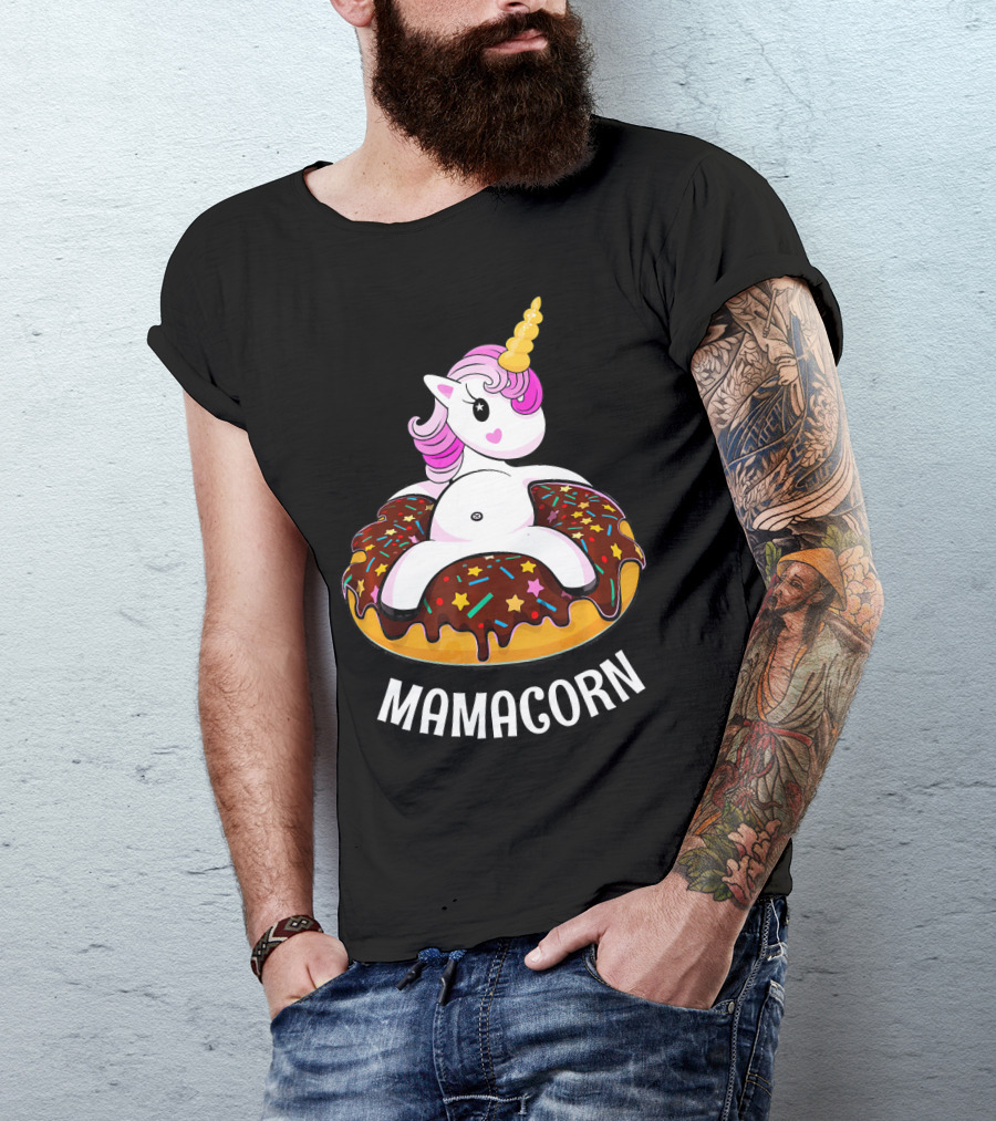 Mamacorn Unicorn Donut With Sprinkles And Stars T-Shirt