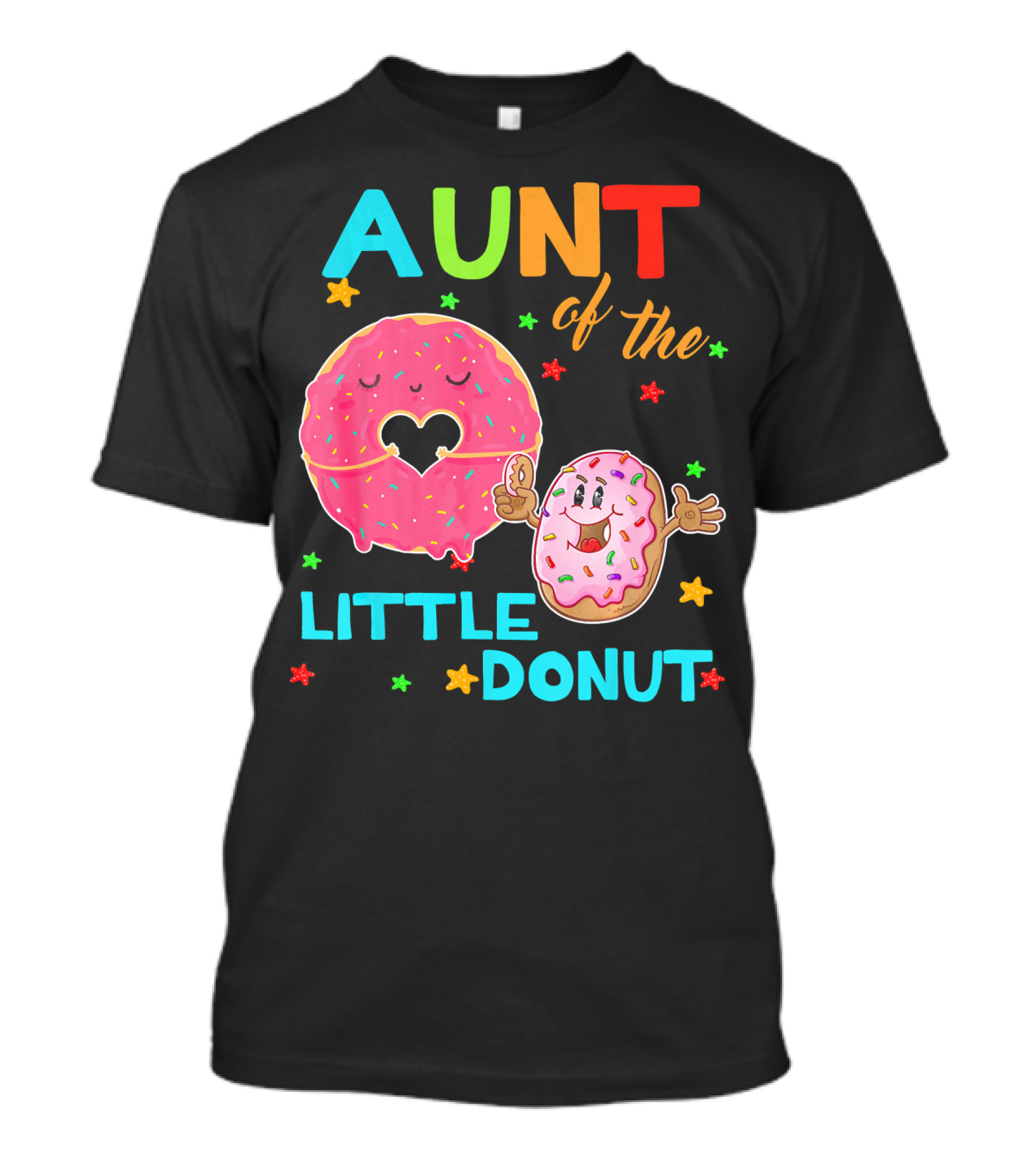 Aunt Of The Little Donut Birthday Colorful Star Sprinkles T-Shirt