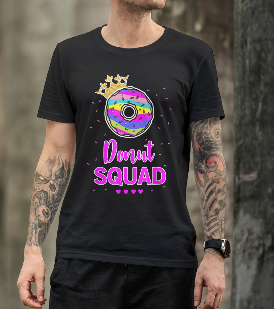 Donut Squad Birthday Girl With Crown And Hearts T-Shirt