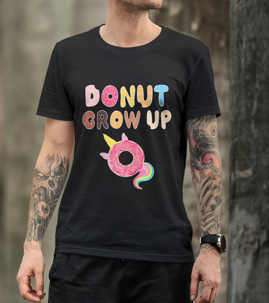 Donut Grow Up Kids Funny Unicorn Donut Lover T-Shirt