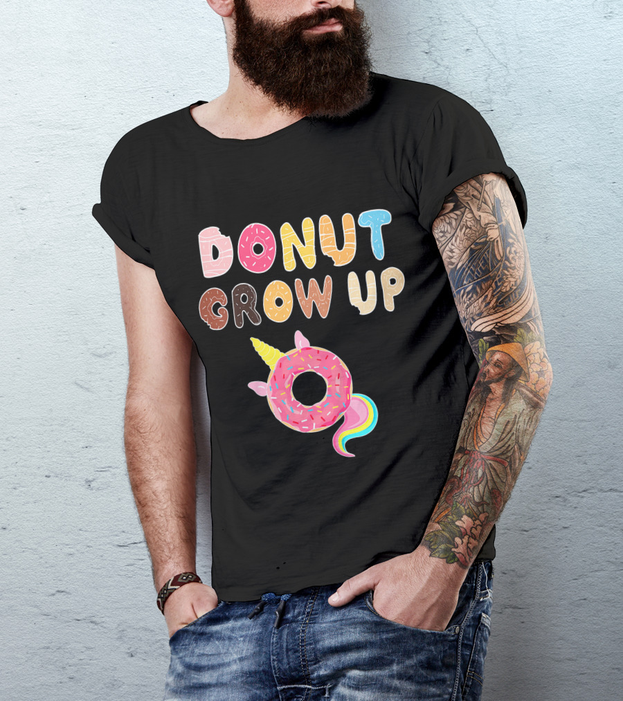 Donut Grow Up Kids Funny Unicorn Donut Lover T-Shirt
