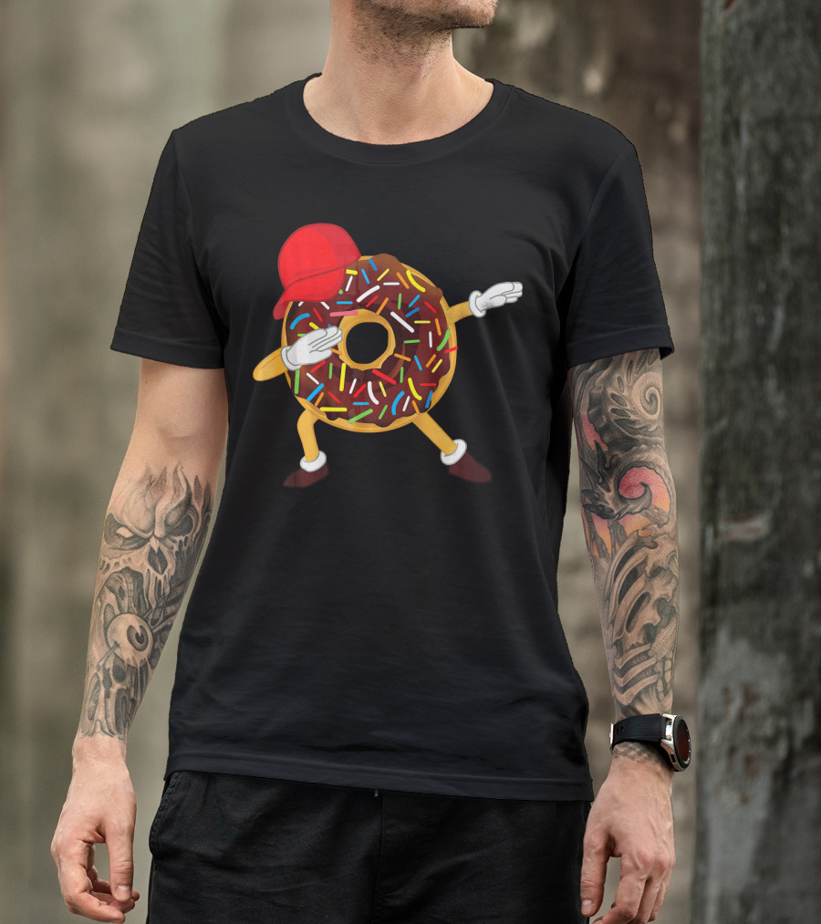Dabbing Chocolate Sprinkles Donut With Red Hat T-Shirt