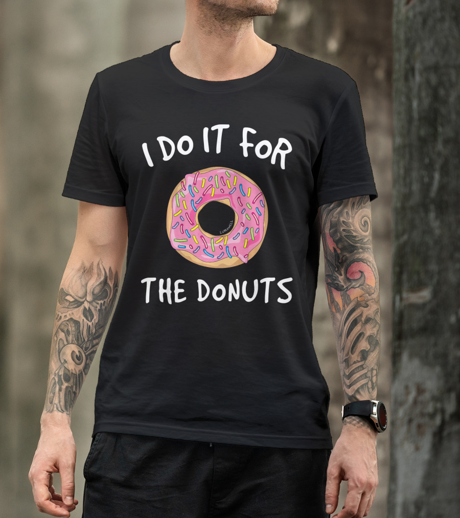 I Do It For The Donuts Fun Gym Pink Frosted Sprinkles T-Shirt