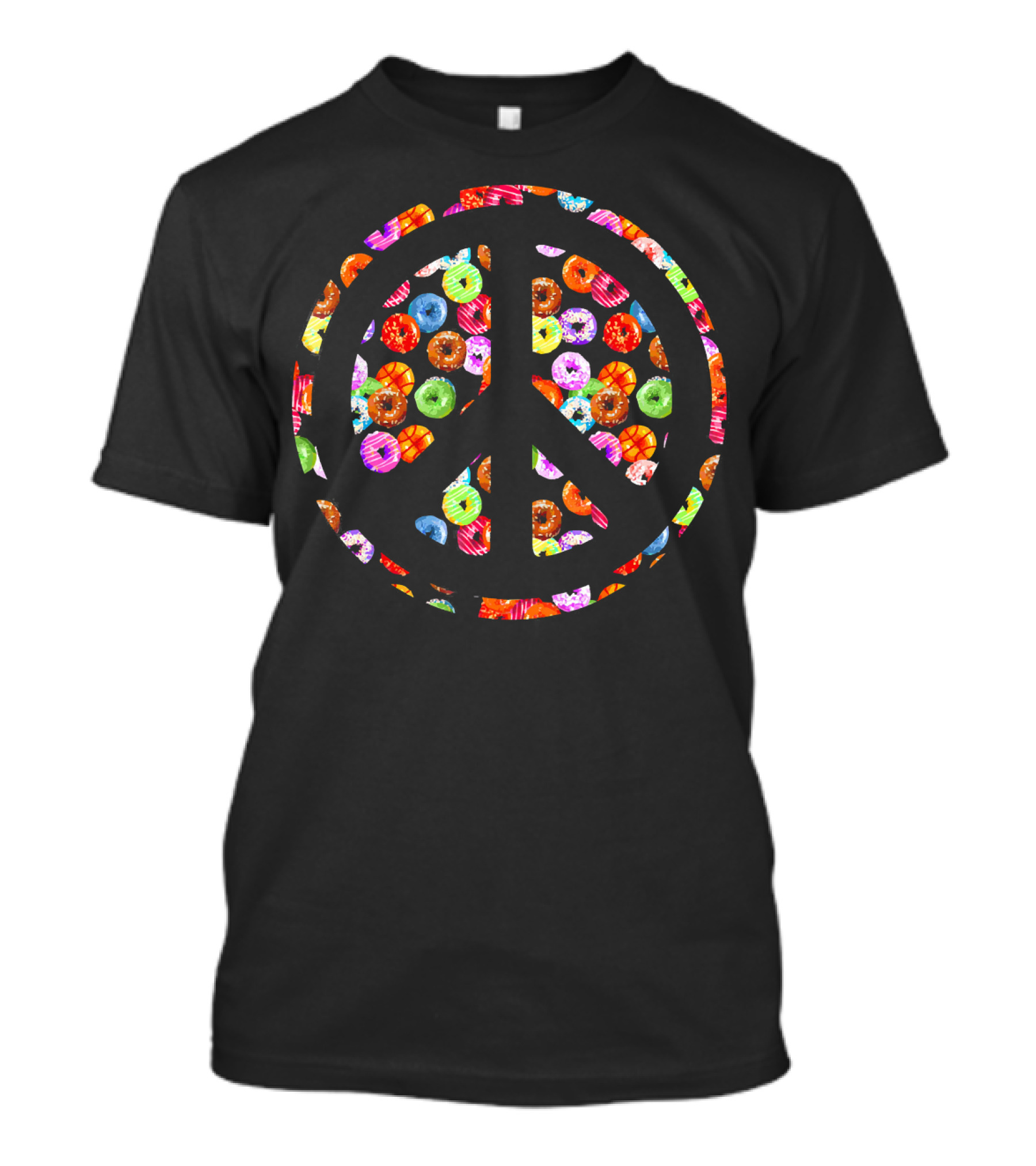 Funny Flower Power PEACE Sign Yummy Donuts T-Shirt