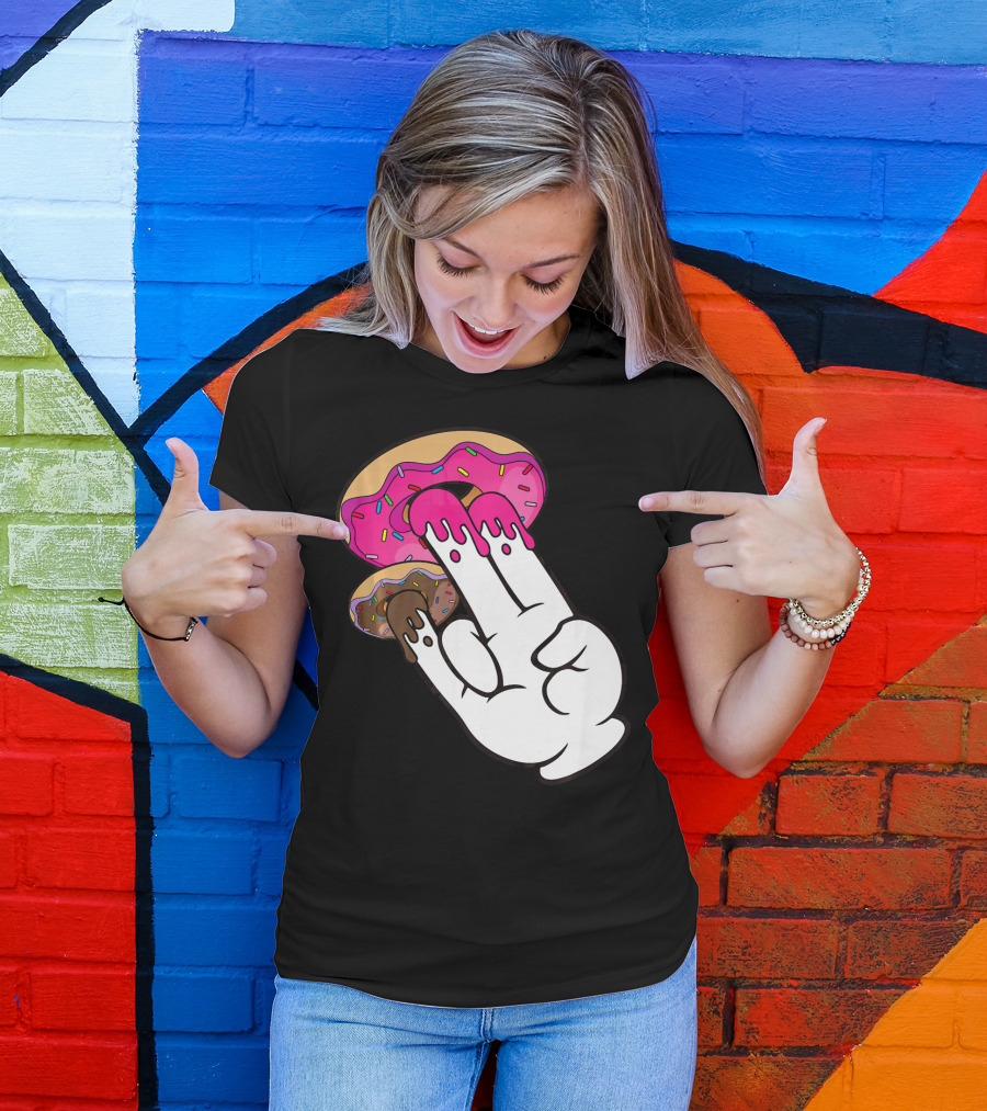 Funny Donuts With The Shocker Hand Gesture And Sprinkled Frosting T-Shirt