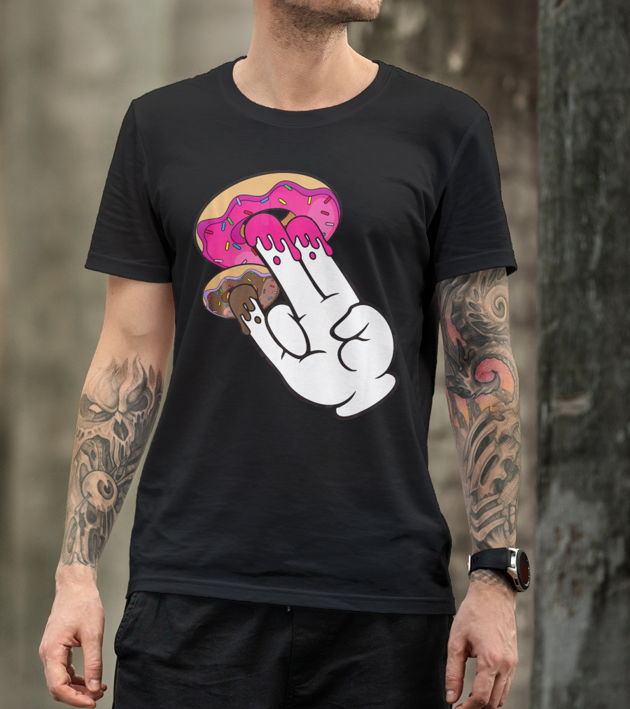 Funny Donuts With The Shocker Hand Gesture And Sprinkled Frosting T-Shirt